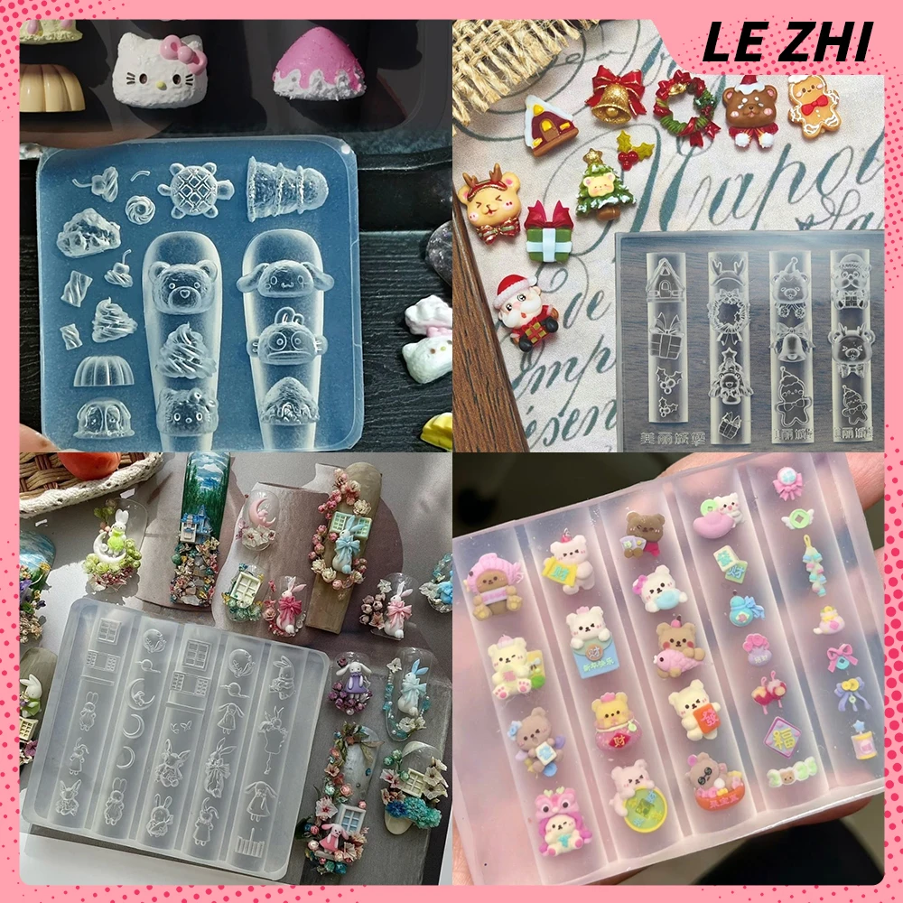 

Kawaii Cartoon Sanrio Hello Kitty My Melody 3D Nail Art Mold Lovely Animal Bear Rabbit Dog Shark Pig Silicone Nail Mold Charms