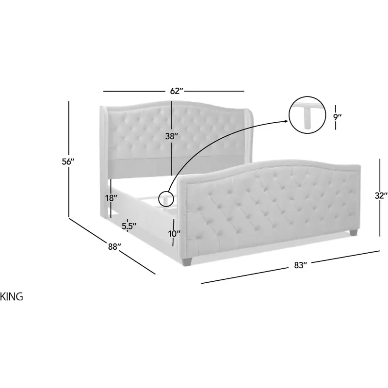 Gepolstertes Kopfteil bett, King Size, Polyester