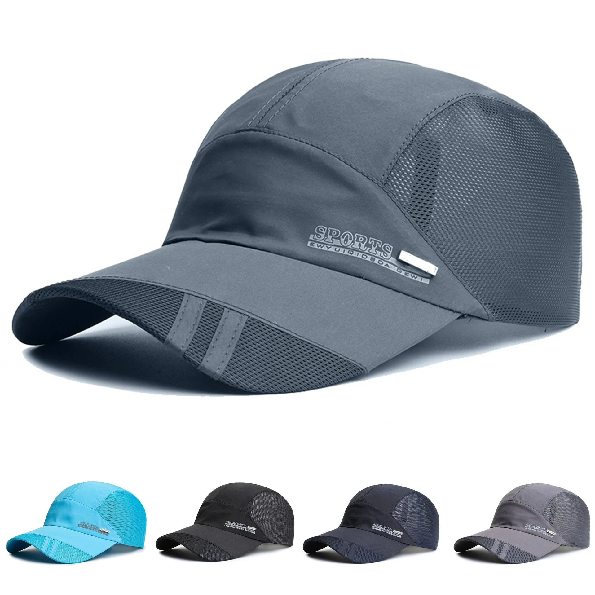 Unisex Mesh Brim Tennis Cap Quick Dry Adjustable Baseball Hat Summer UV Protection Outdoor Cap Sports Hats