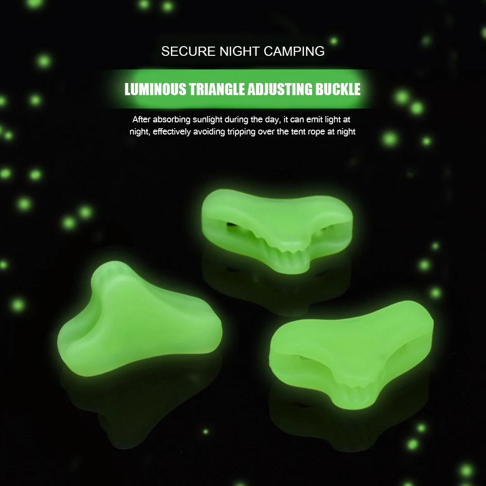 التخييم في الهواء الطلق خيمة مضيئة حبل مشبك المظلة مثلث تشديد أبازيم مجموعة دعم قضيب الرعد برهان قبعات