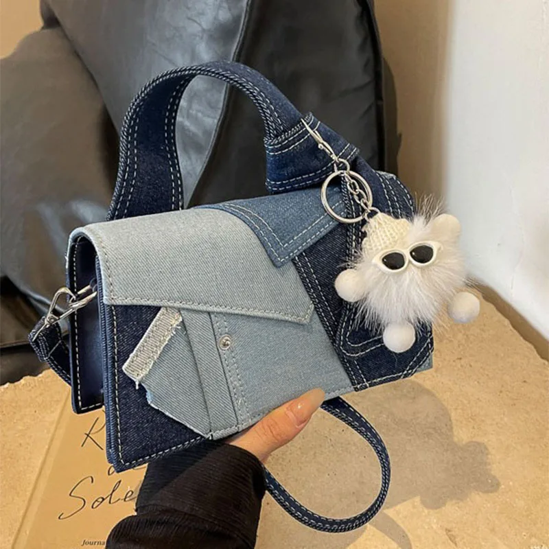 Denim Retro Luxury Designer Patchwork Pattern Small Crossbody Bags Handbags Letter Shoulder Shopper Female Jean Purse