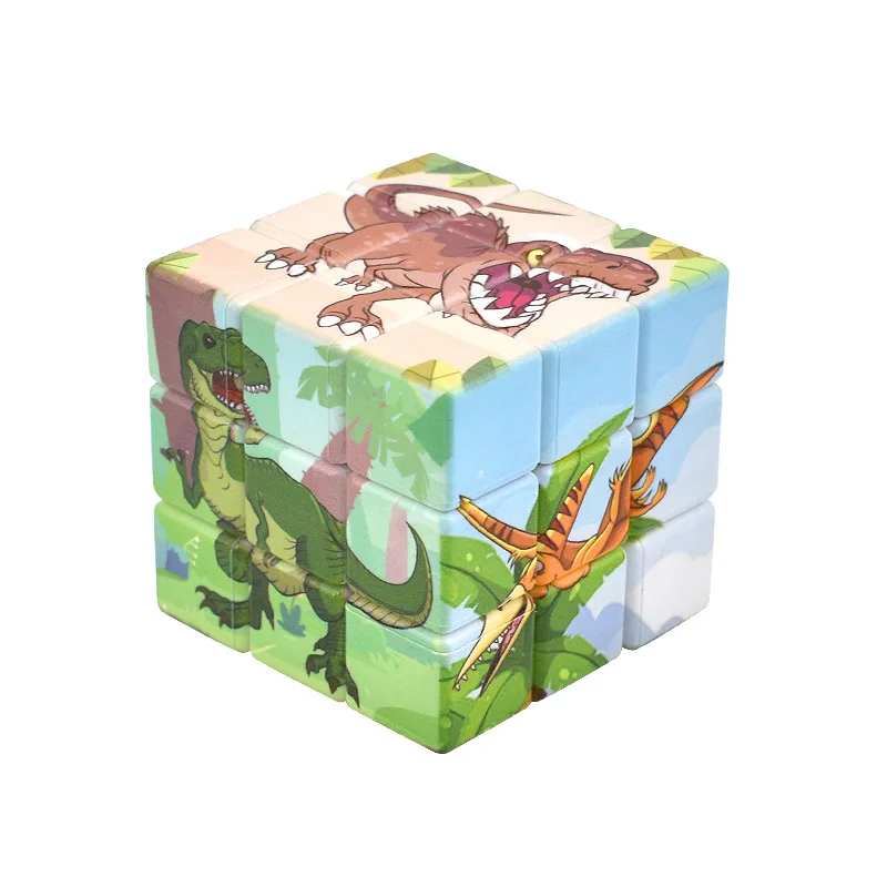 3x3 マジックスピードキューブパズルパーティーおもちゃプロフェッショナルマジックキューブ 3D スムーズパズル頭の体操ツイストおもちゃ漫画恐竜キューブ