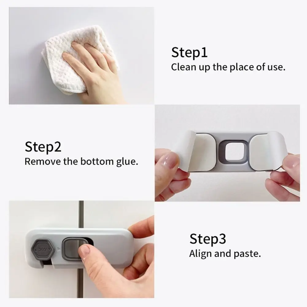 2Pcs Anti-Pinch Design Child Safety Lock No Tools Installation Security Protection Cabinet Lock Adjustable Safety Buckle