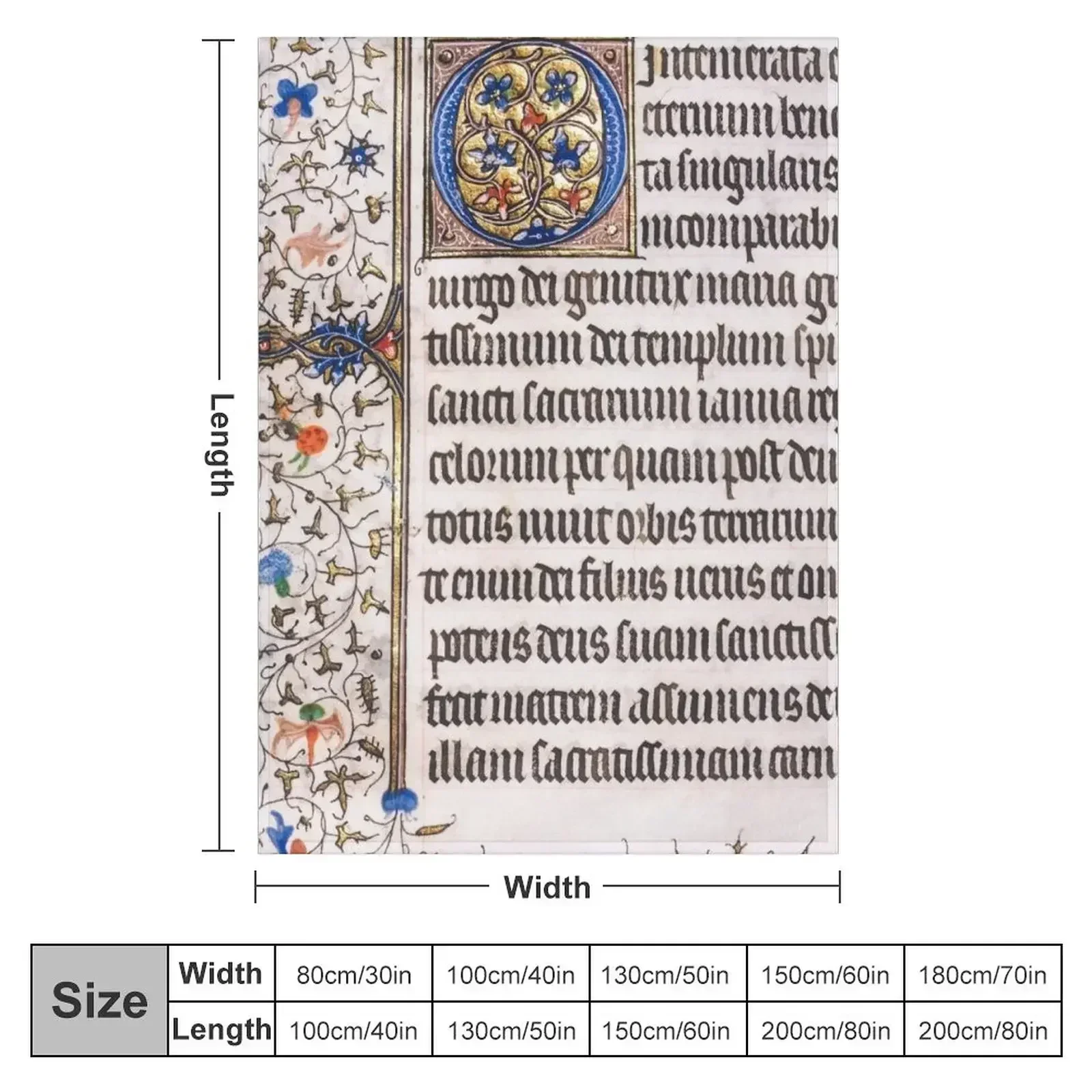 Wonderful Decorated Initial from an Illuminated Manuscript, 1420 A.D. Throw Blanket Furrys Picnic Moving Bed Blankets