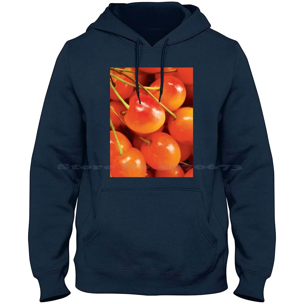 Cherry Fruit 100% Cotton Hoodie Chery Cherry Fruits Sweet Cherry Sweet Cherries Fruits Lover Yellow Red Cherry