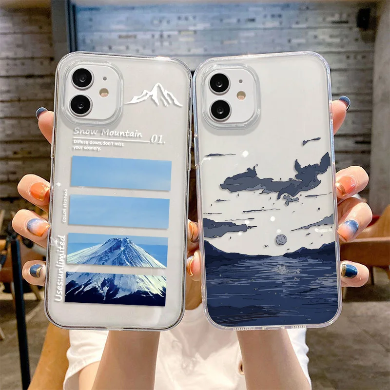 Anime Case For Poco F5 Pro X5 X3 Pro Clear Cover For Xiaomi Redmi Note 12 11 8 10 Pro Mi 11 12 Lite 13 Pro Scenery Cover