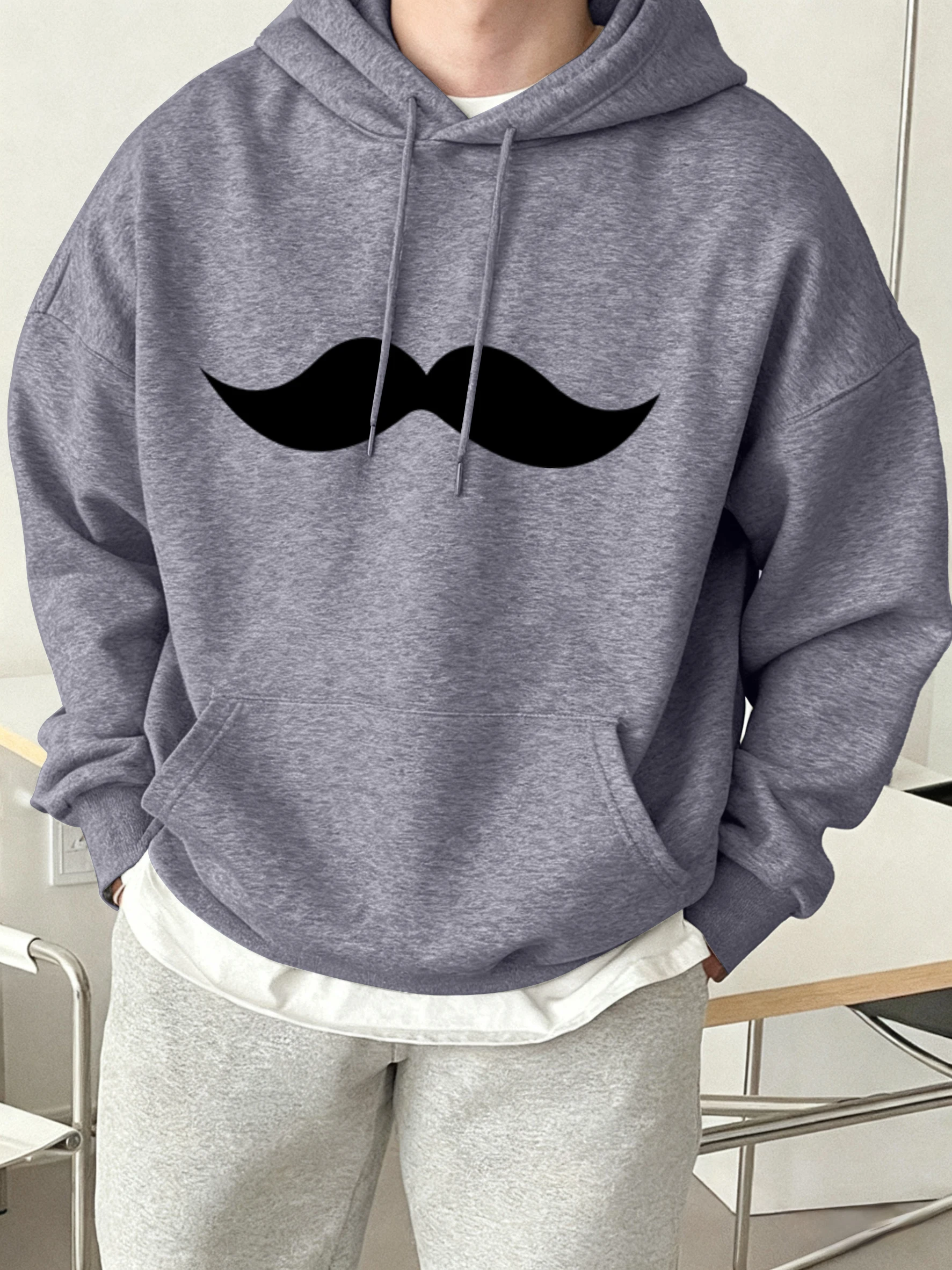 

Мужская толстовка с большим принтом бороды, флисовая осенняя теплая свободная пуловер с длинными рукавами и круглым вырезом, унисекс, одежда в стиле хип-хоп, ретро