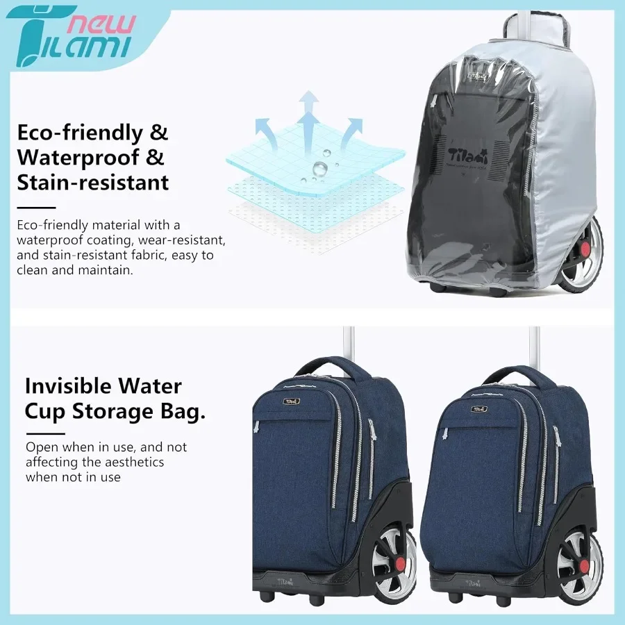 جديد TILAMI 19 بوصة المتداول على ظهره المراهقين المتداول على ظهره لطيف بعجلات محمول على ظهره حقيبة الكتب الأسطوانة حقيبة سفر كلية البحرية #5