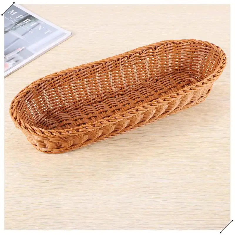 

Oval Wicker Woven Basket Bread Basket Serving Basket, 14Inch Storage Basket For Food Fruit Cosmetic Storage Tabletop And Bathroo