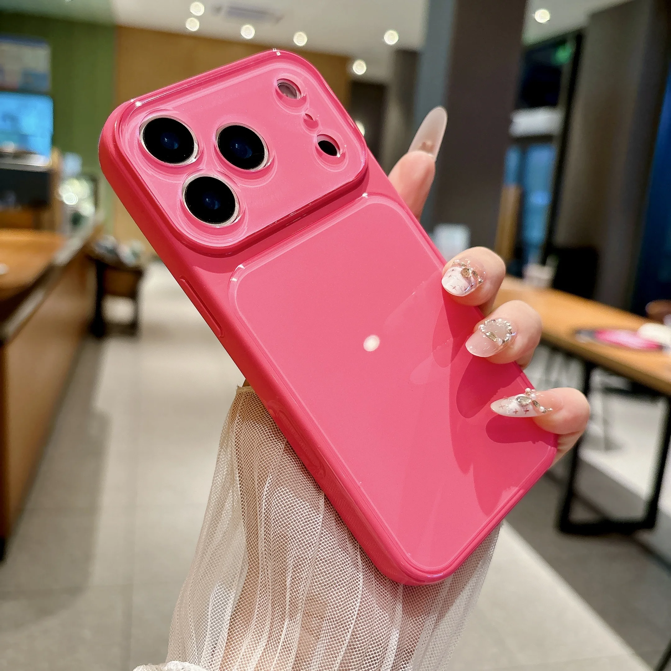 INS Solid Color Dopamine Gloss - Phone Cases That Cover The Camera 评论和价格