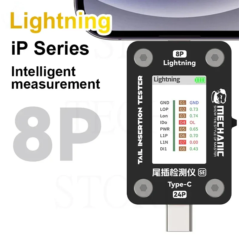 Imagem -04 - Mechanic T824 se Detector de Inserção Traseira do Telefone Móvel Display Digital Detecção Inteligente Automática Potência Atual de Cada Pin