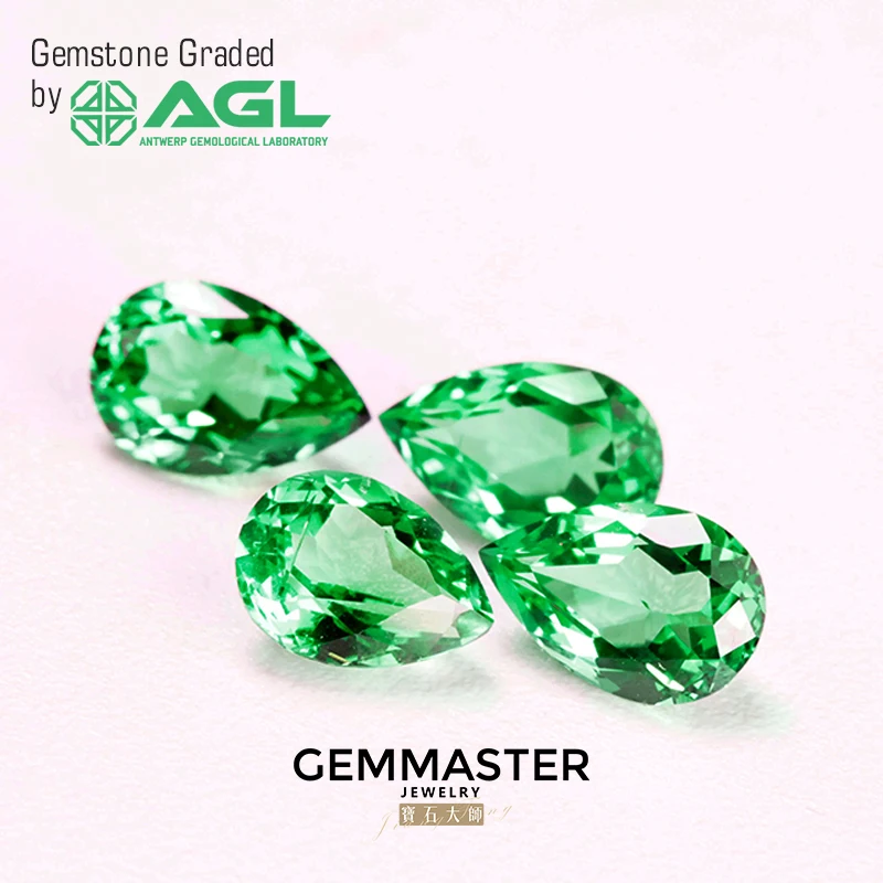 Pear Lab Grown Emerald Vivid Green With AGL certificate VVS VS Emerald Stone Hydrothermal Lab Emerald Colombia Color Green Stone