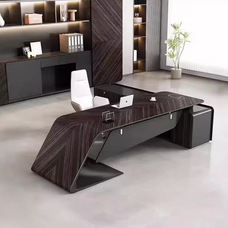 Luxury Baking Paint Office Boss Desk Modern Secretary Study Storage Gaming Desk Home Work Computer Standing Auxiliary Furniture