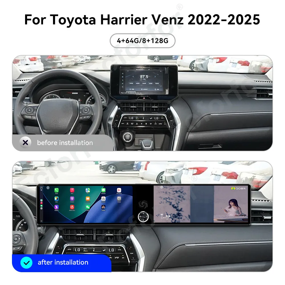 

12.3"Dual Screen Update Android13 Car For Toyota Harrier Venz 2022-2025 GPS Navi Multimedia Player Radio dvd player
