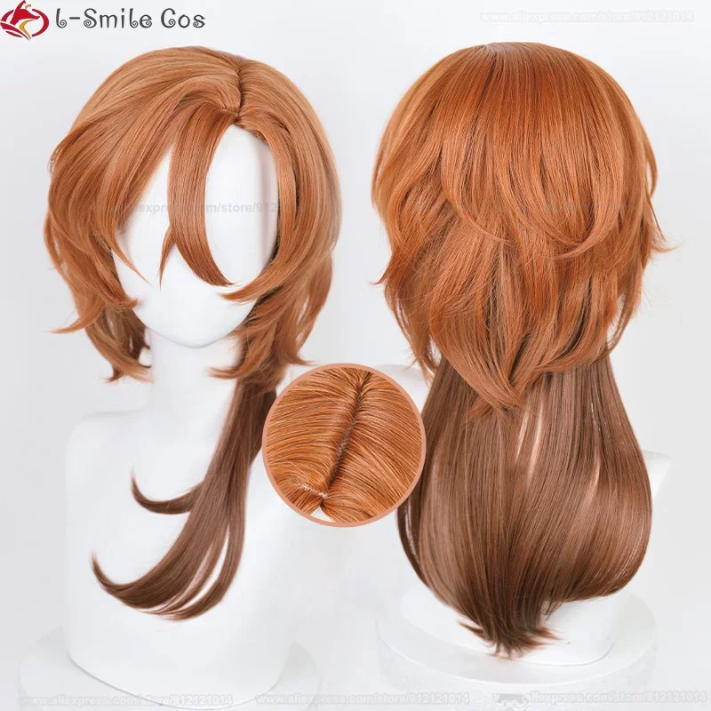 High Quality Anime Chuya Nakahara Chuuya Cosplay Wig 55cm Orange Gradient Cos Wigs Heat Resistant Hair Party Wigs + Wig Cap