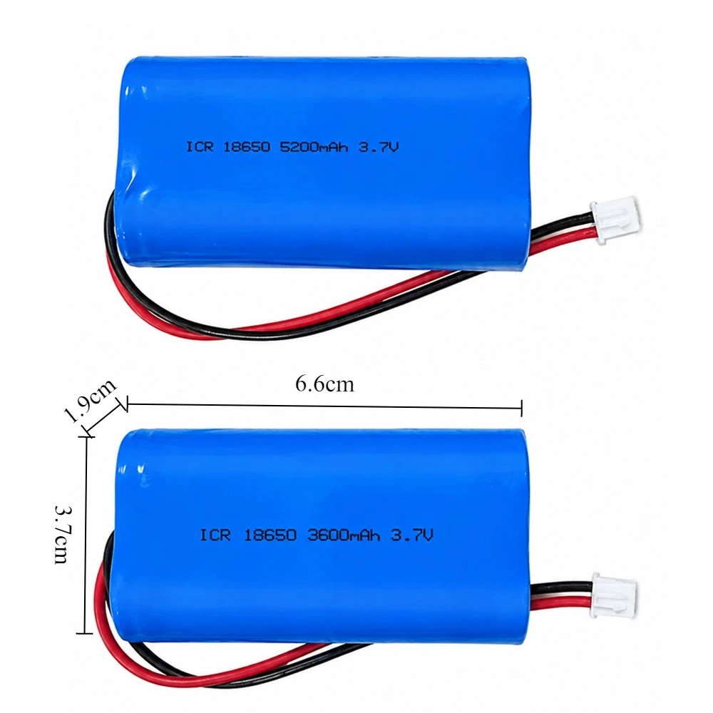 Bateria litowa 18650 3.7V 3600mAh/5200mAh do wielokrotnego ładowania, megafon, głośnik, monitory, światła LED, płytka ochronna + wtyczka XH2.54 — zdjęcie produktu 4