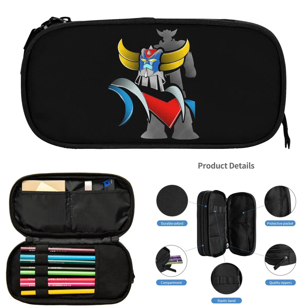 Mazinger Z Goldorak Actarus Grendizer masque étuis à crayons pour étudiants cadeaux boîte à stylos sac à crayons pochette à crayons porte-stylo
