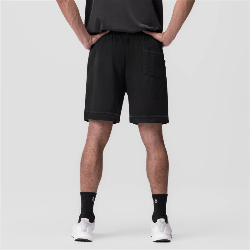 Calção de jogger de algodão casual masculino, calça de cinco pontos, exercício de ginástica, fitness, corrida, treinamento, musculação, verão, novo