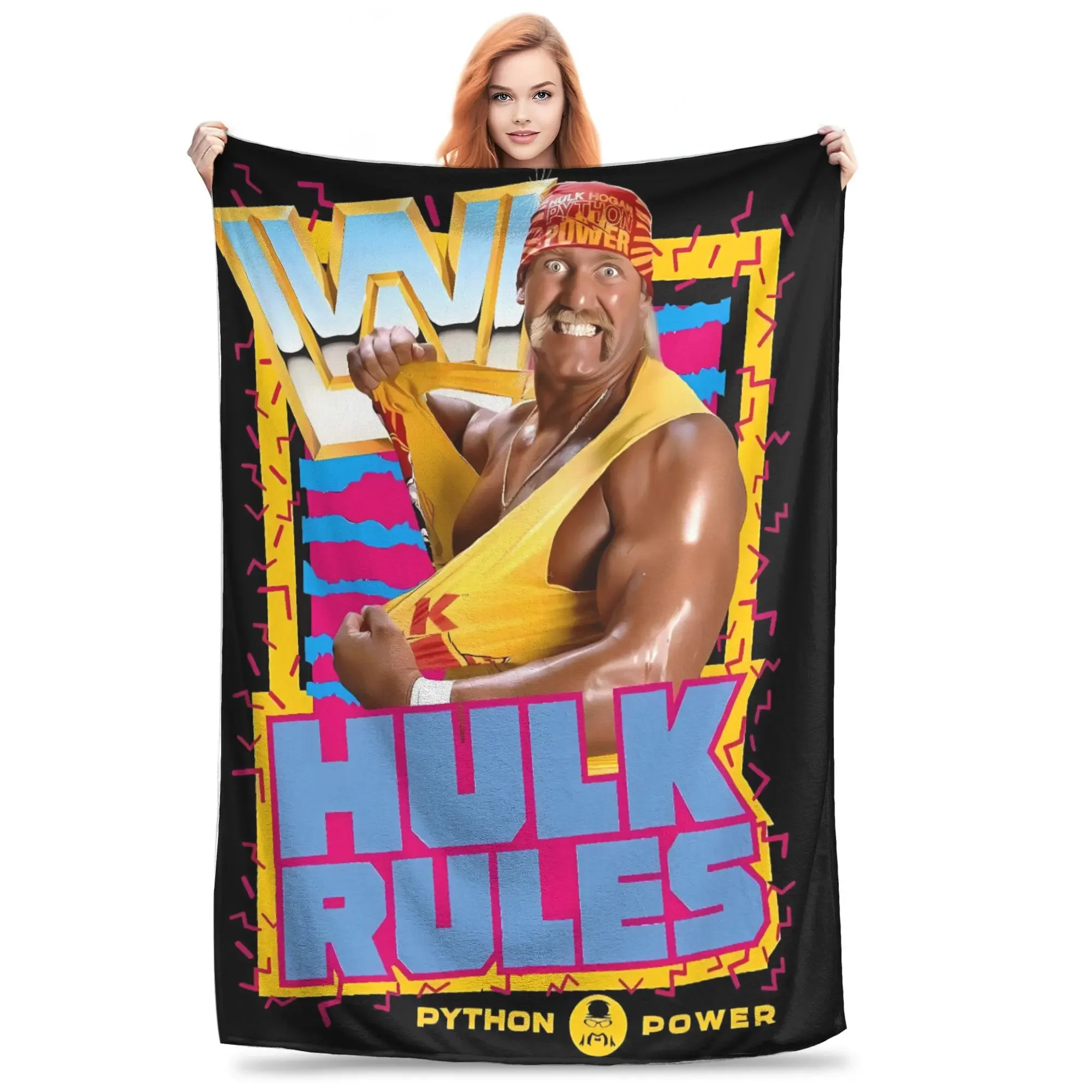 Hulk Hogan Wrestling Legend Plush Throw Blanket for Kids  Soft Flannel Bedding Custom Quality Gift