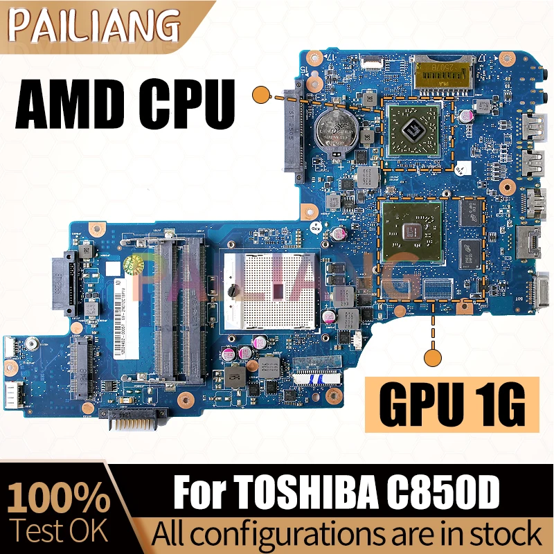 For TOSHIBA C850D Laptop Mainboard PT10ADG AMD CPU 216-0841000 1G Notebook Motherboard Full Test