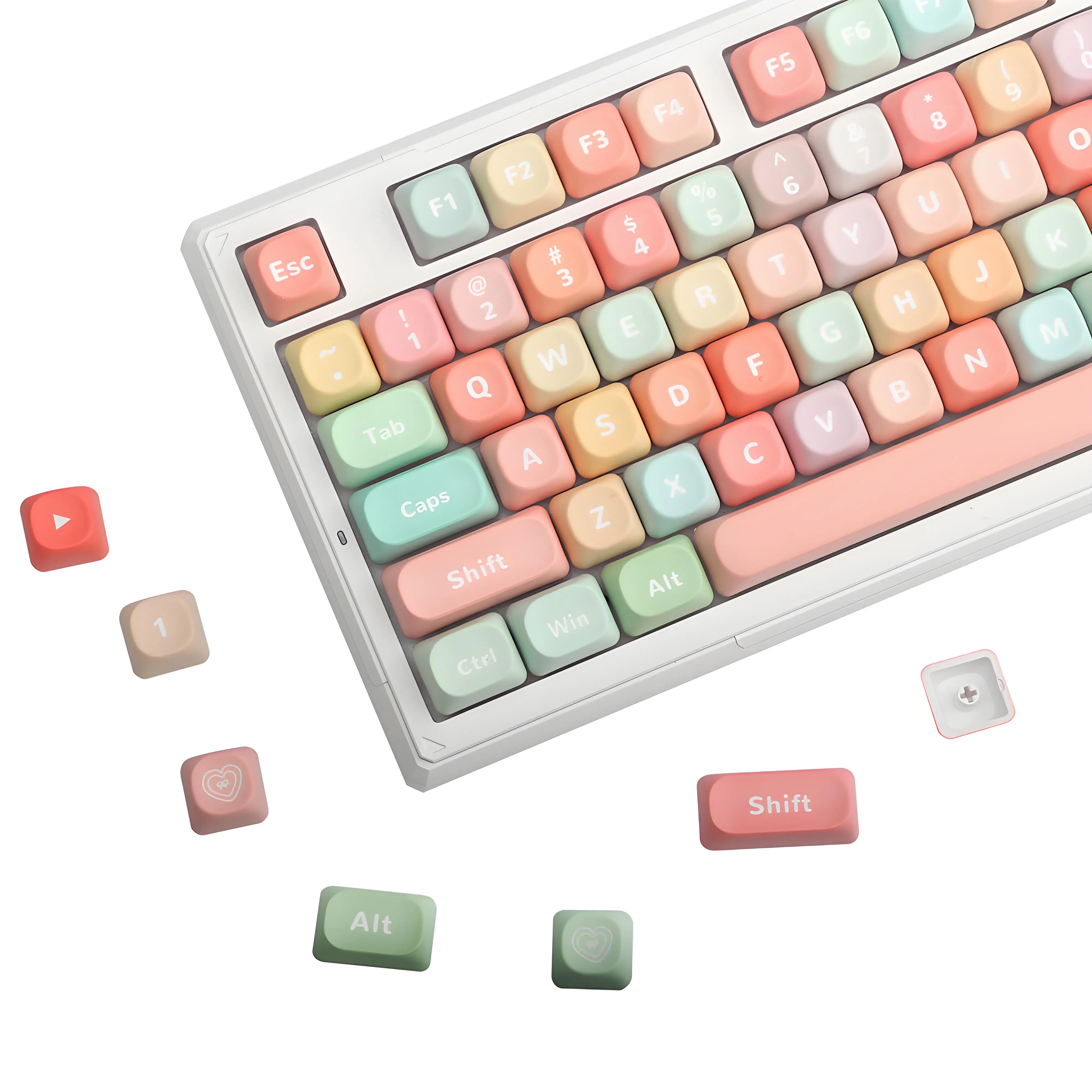 

Colorful Candy Keycap Set MOA Profile Keycaps PBT Dye Sublimation KeyCap 134Keys For MX Switch Mechanical Keyboard Gaming