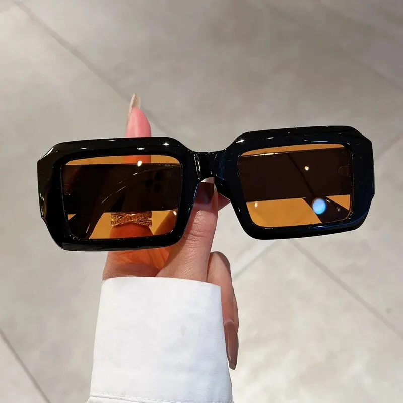 Fashion Retro Rectangle Punk Shades Ins Brand Design Women's Sunglasses Hip Pop Hiking Trends Sun Glasses for Men's