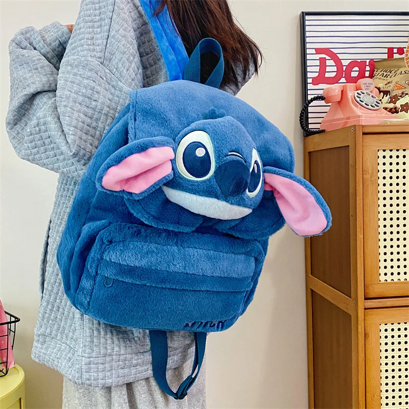 Sac à dos Disney Stitch pour filles, sac à bandoulière Kawaii, sac à dos mignon, sac à bandoulière double initié, poudres de rangement, jouet Anime, cadeau