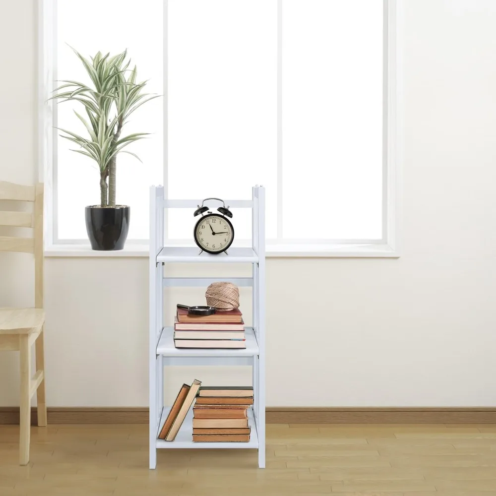 

3-х уровневый складной книжный шкаф шириной 14 дюймов, белая стойка для хранения, органайзер, полка