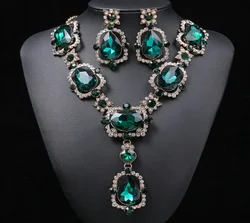 Vintage Necklace Set Oversized Statement Stylish Women's Alloy Set With Gemstones