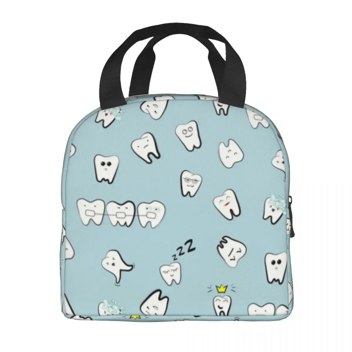 Funny Teeth Tooth Insulated Lunch Bag for Camping Travel Dentist Waterproof Picnic Thermal Cooler Lunch Box Women