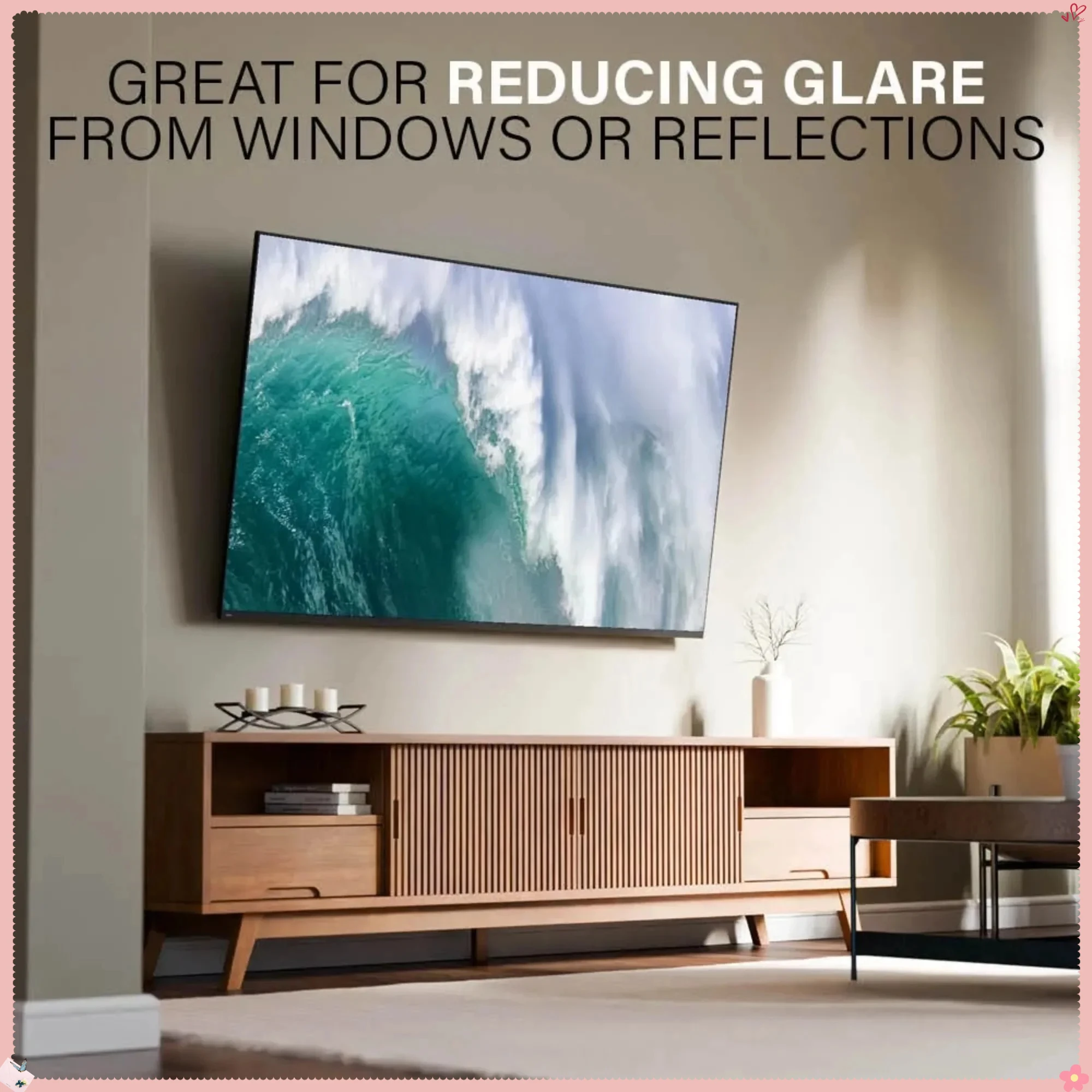 Dudukan TV Dinding yang Dapat Dimiringkan untuk TV 42-90 Inci, Kemiringan yang Dapat Disesuaikan untuk Mengurangi Silau, Profil Rendah untuk Pemasangan di Dinding Rata