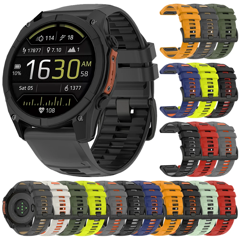 22/26 mm Sportarmband für Garmin Fenix 8 Pro E 7X 7 6X 6 5X 5/Epix Gen 2/Enduro 3/instinct 3 Solar QuickFit Silikonarmband