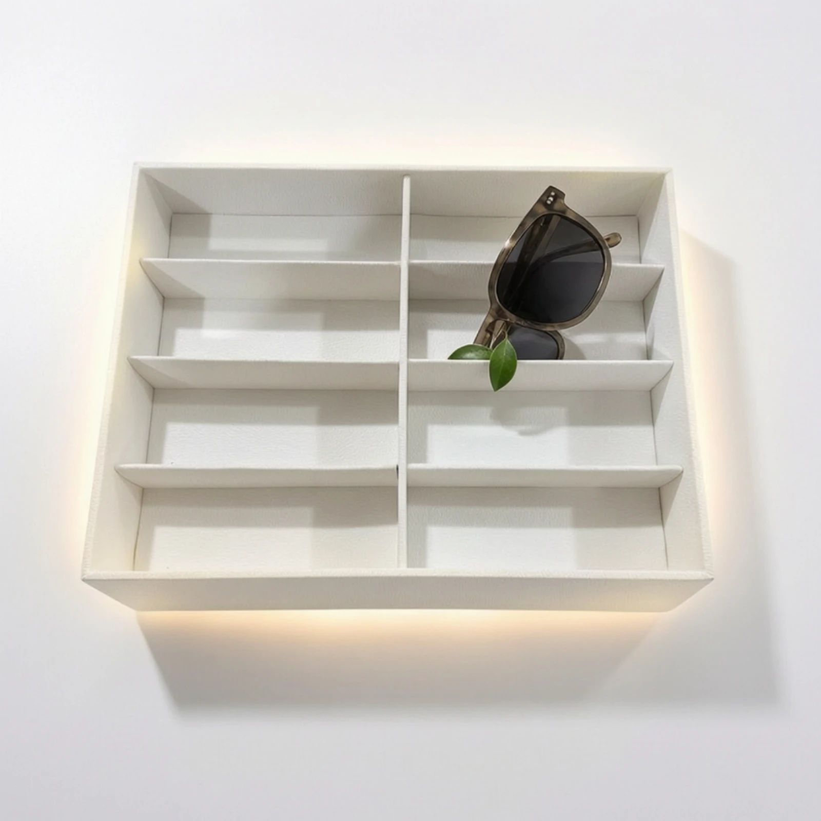 Eyewear Organizer with 8 Compartments Elegant Sunglasses Organizer with Lid Eyeglass Storage Box Space-Saving for Retailers
