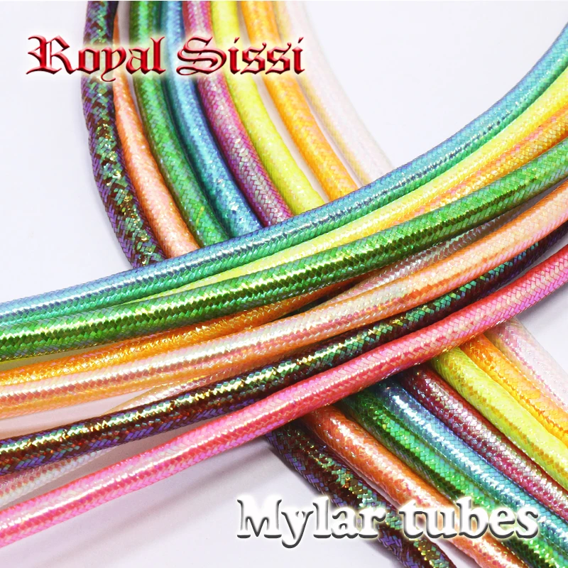 

Royal Sissi 8colors set 5-6mm tightly braided mylar tubing total 4yds holographic pearl effect minnow body fly tying materials