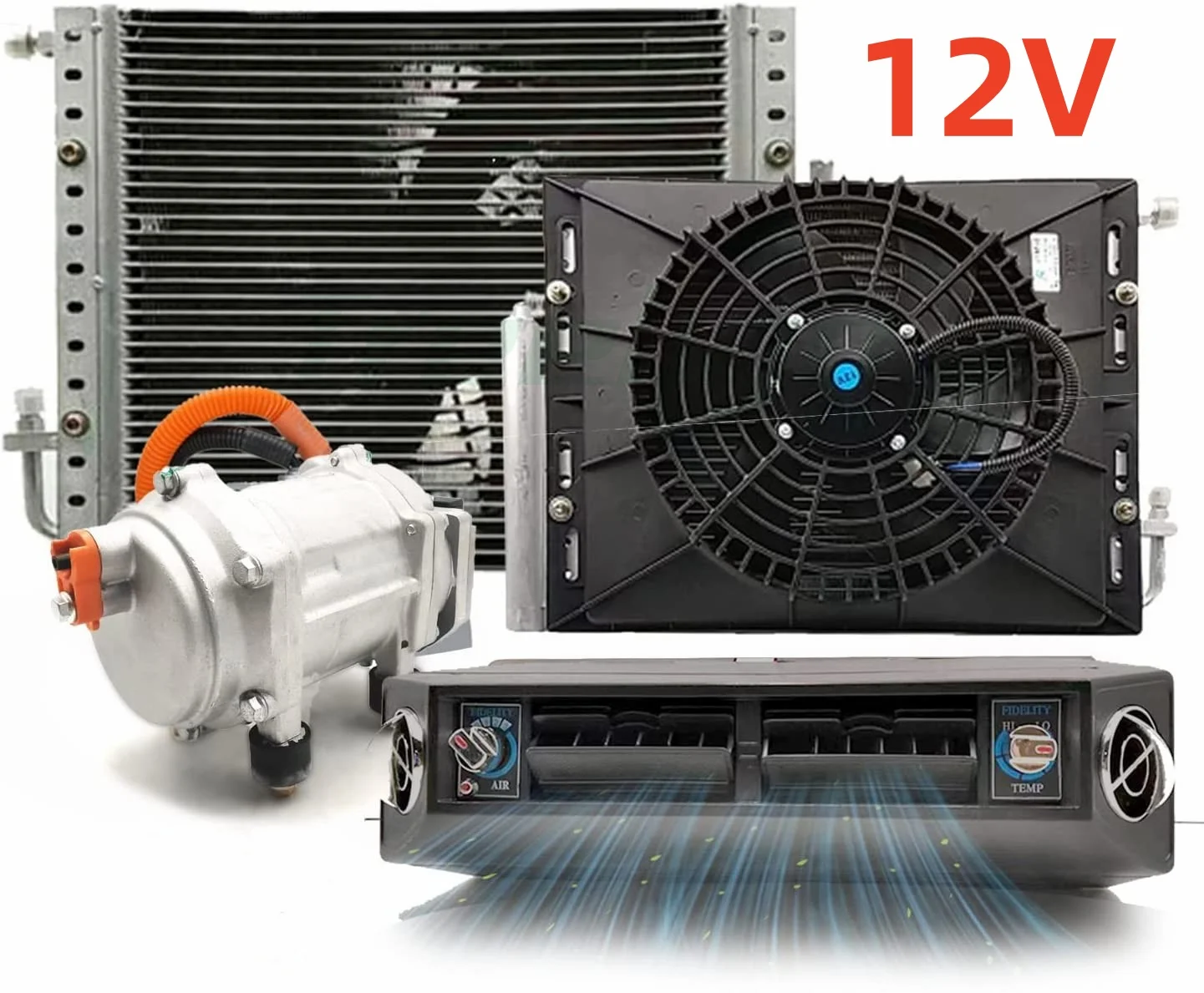Treeligo 12V Verwarmings- en Koelings Elektrische Airconditioning Universeel Auto Airconditioningsysteem Kit 10500BTU Nieuwe Energie Parkeer Airco