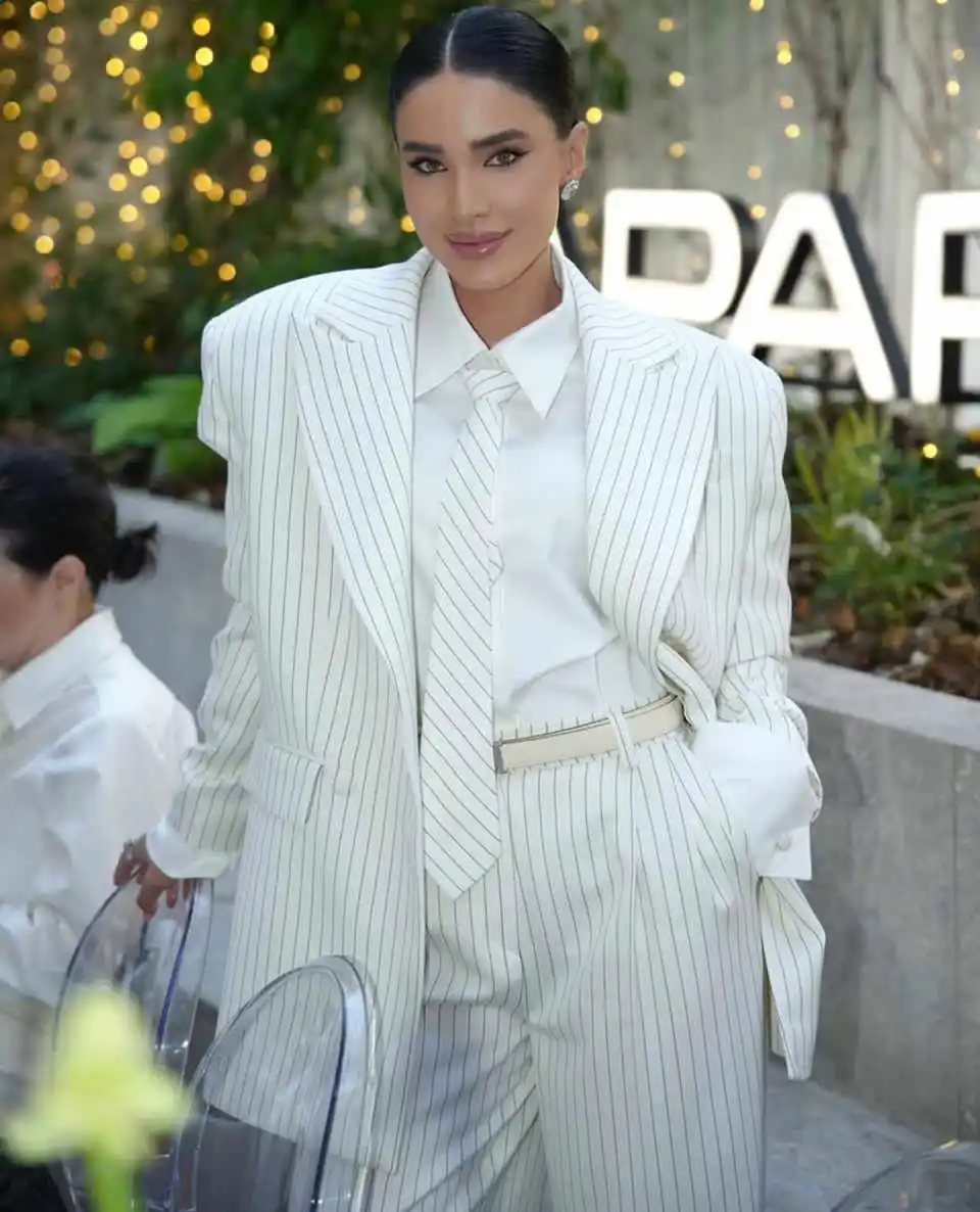 Simple Peaked Lapel Blazer 2 Pieces Vintage Stripe Full Sleeve Looose Coat Wide Leg Pants Customized Casual Show Dresses Jacket