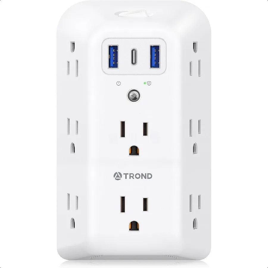 

Outlet Extender Surge Protector 8 Outlet Splitter with 3 USB Ports 1 USB C 1440J Electric Plug Multiplier Multi Plug with ON OF