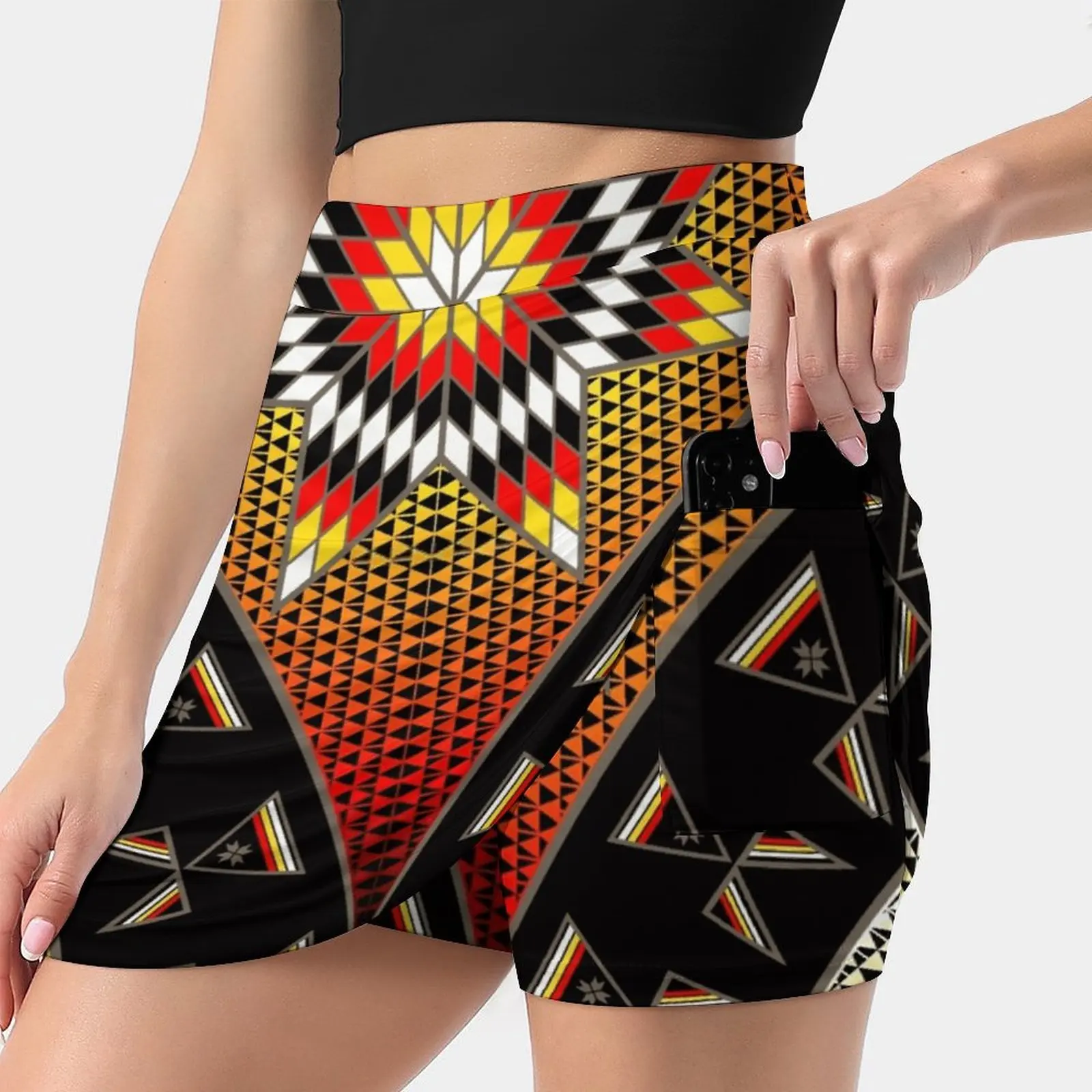 

Morning Star With Tipi'S ( Bryw ) Women's skirt Aesthetic skirts New Fashion Short Skirts Melvin War Eagle Culture Native Art