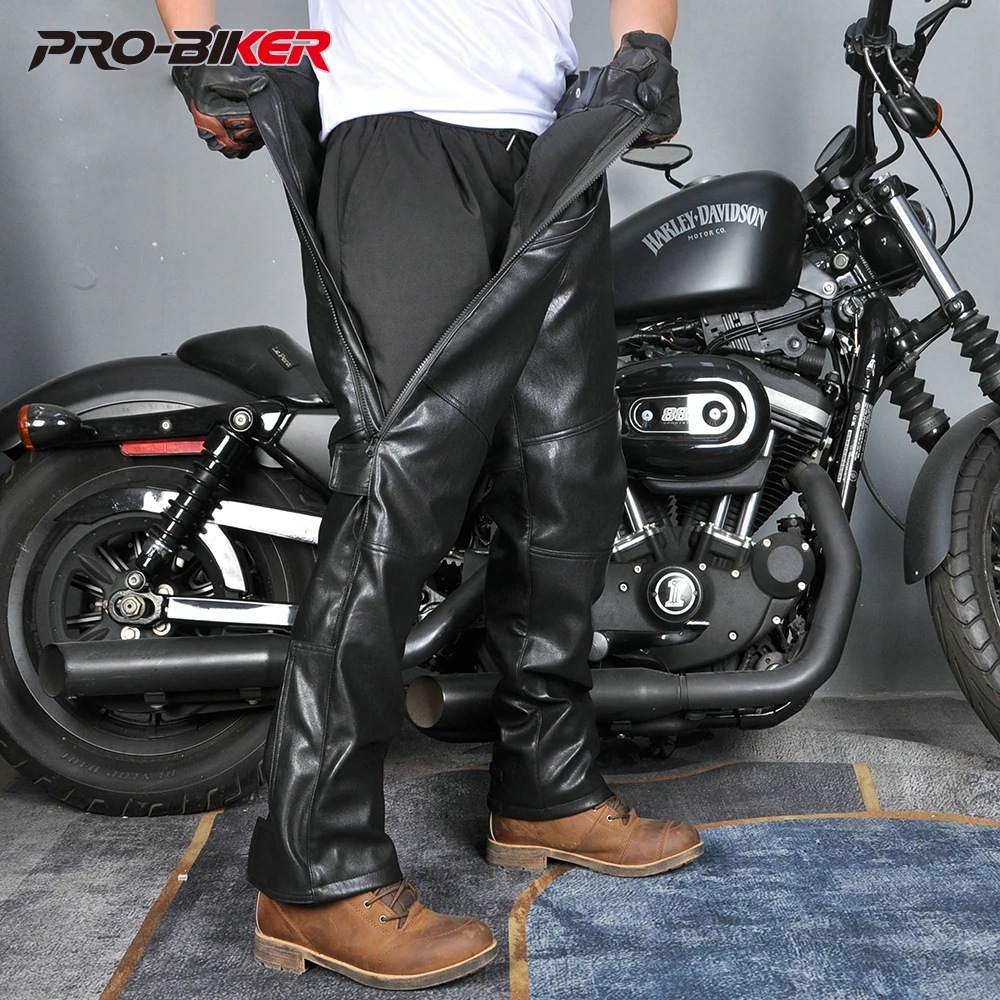 

Motorcycle Pants Man Motorcycle Quick Release Pants Winter Motorcycle PU Leather Pants Windproof Waterproof Motocross Pant M-XXL