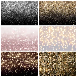 Gold Silver Glitter Bokeh Photography Backdrop Fantasy Black Golden Shiny Sequin Photo Backgrounds Birthday Party Wedding Props