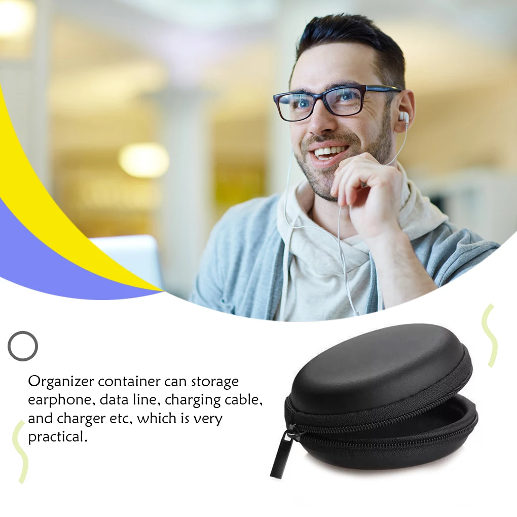 黒の携帯電話収納ケース,猫のハードキャリングケース,イヤホン用ボックス,ヘッドフォンアクセサリー,イヤフォン,メモリーカード,USBケーブル