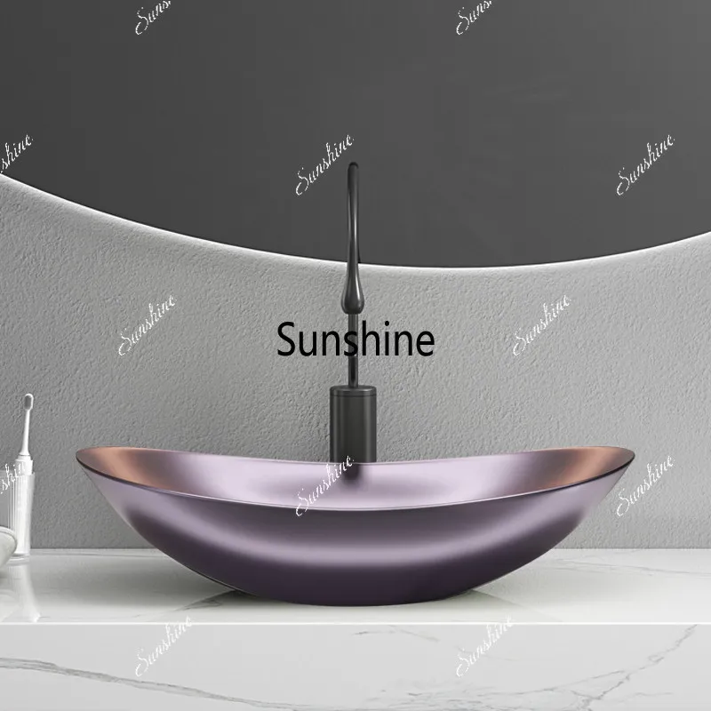 Silver purple ingot table basin ceramic hand washing single basin