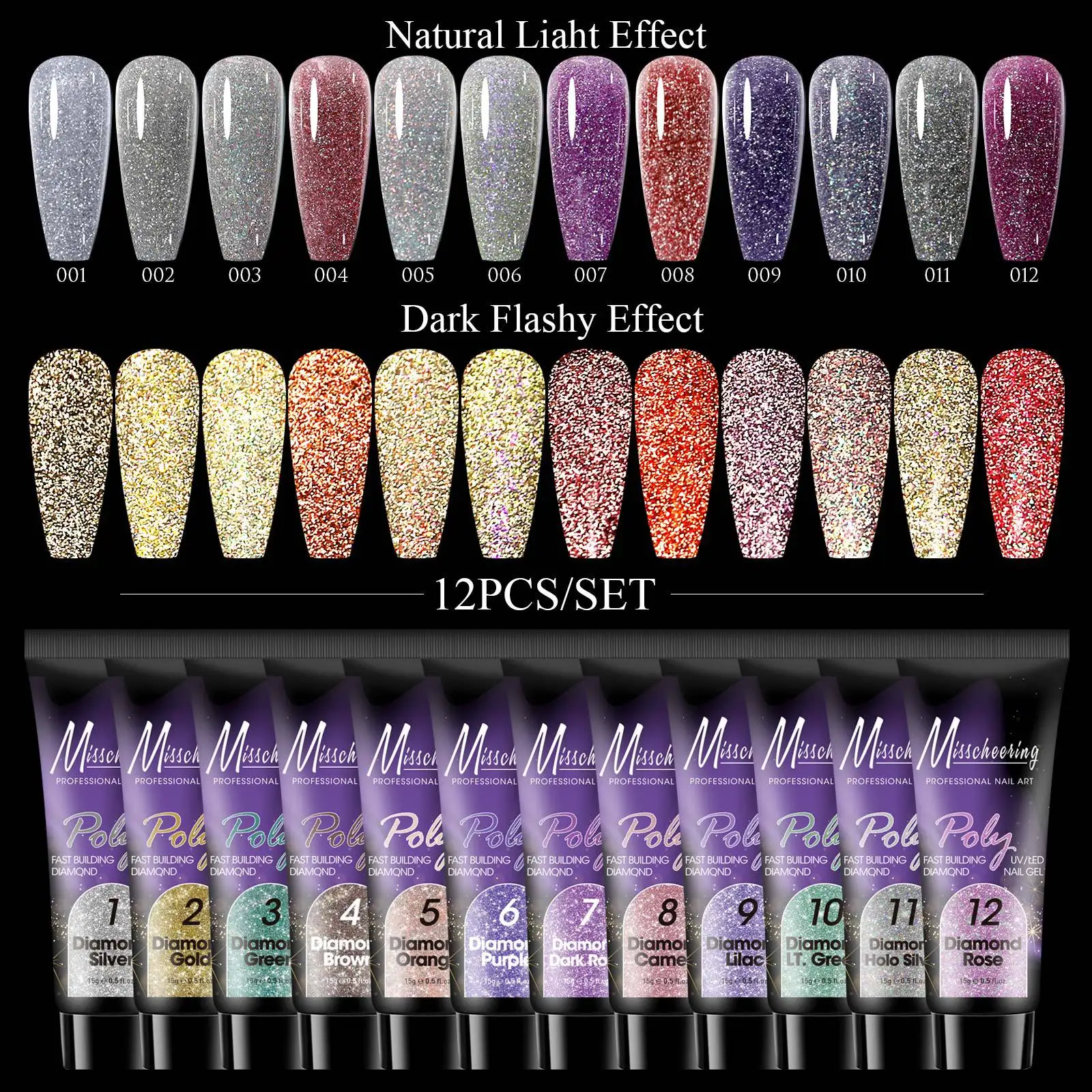 12 kolorów/zestaw przedłużenie paznokci żel UV szybkie rozszerzenie Glitter Soak Off Nail Art DIY żel do Manicure lakier