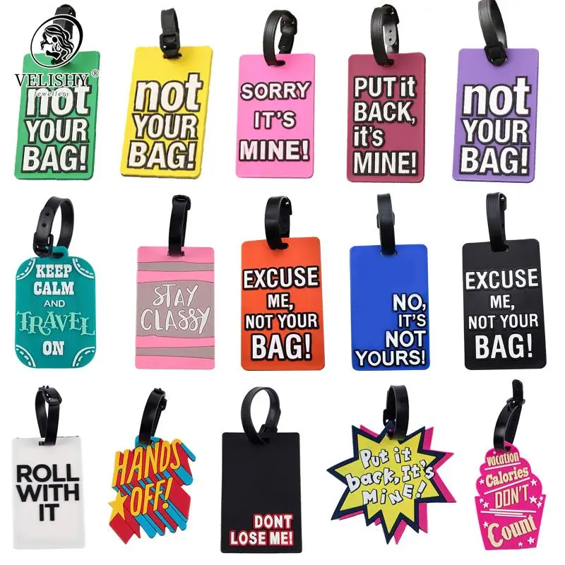 Fashion Creative Letter Not Your Bag Cute Travel Accessories Luggage Tags Suitcase Cartoon Style Silicon Portable Travel Label