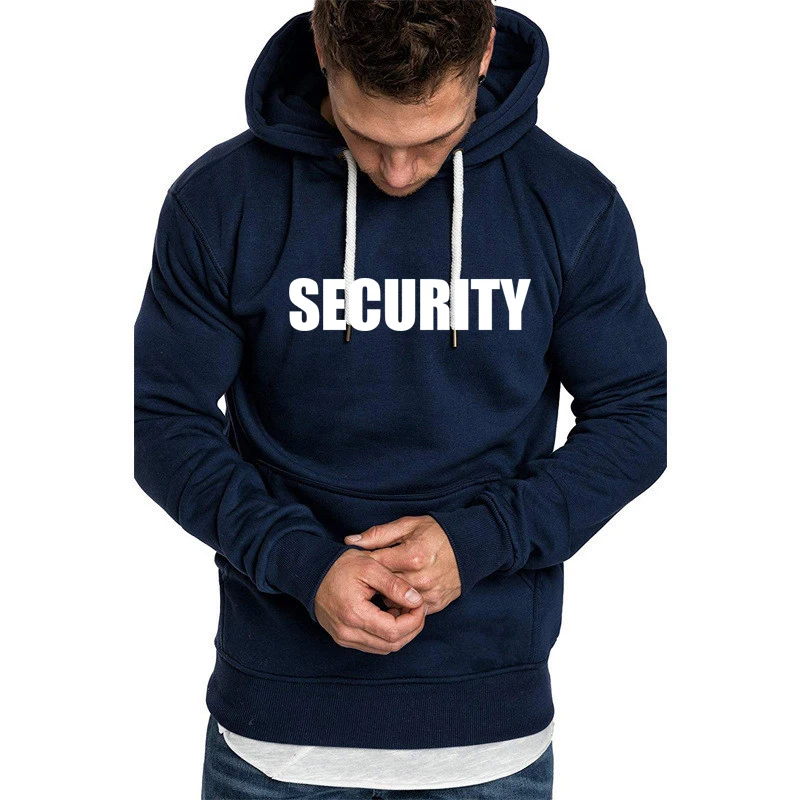 New Spring Autumn Men's Hoodies Security Uniform Print Fashion Casual Harajuku High Quality Cotton Men's Hoodie Sweatshirt