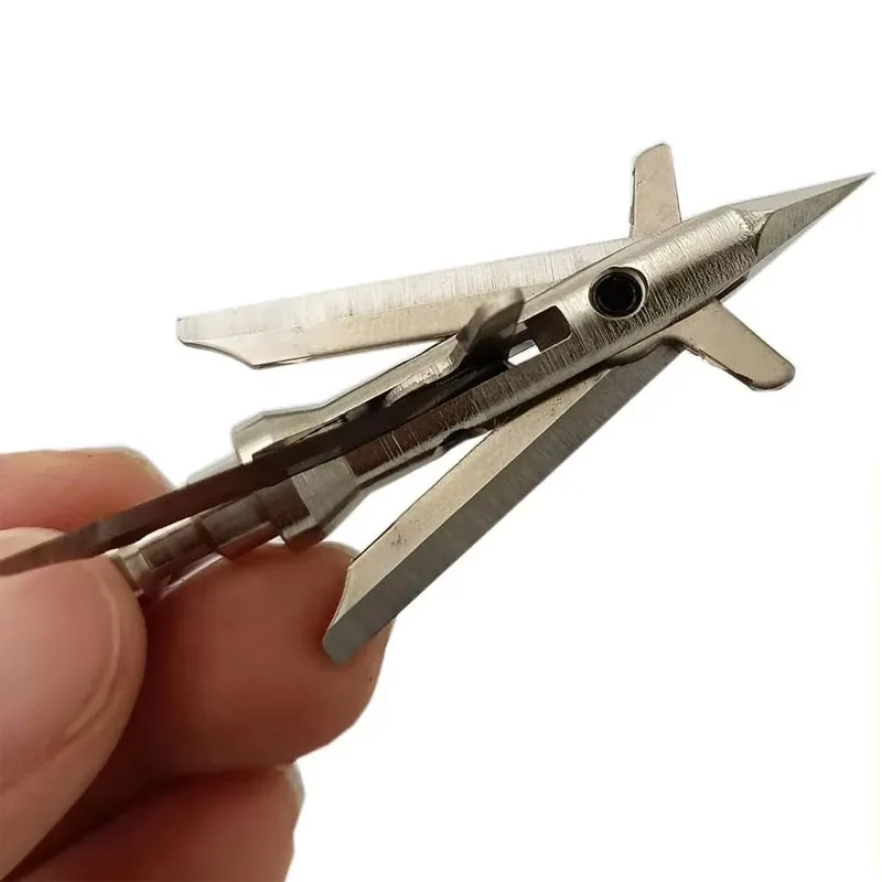 Archery Broadhead 100 Grain, 6-Pack Mechanical 4-Blade Hunting Arrow Head 1.77" Cutting Diameter view 5