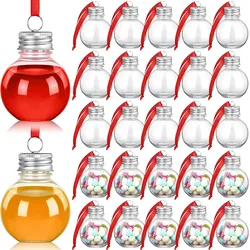 6/100Pcs Christmas Tree Ornament Fillable Booze Water Bottle Bulbs Shape Plastic Clear Christmas Ball Pendant Home Party Decor
