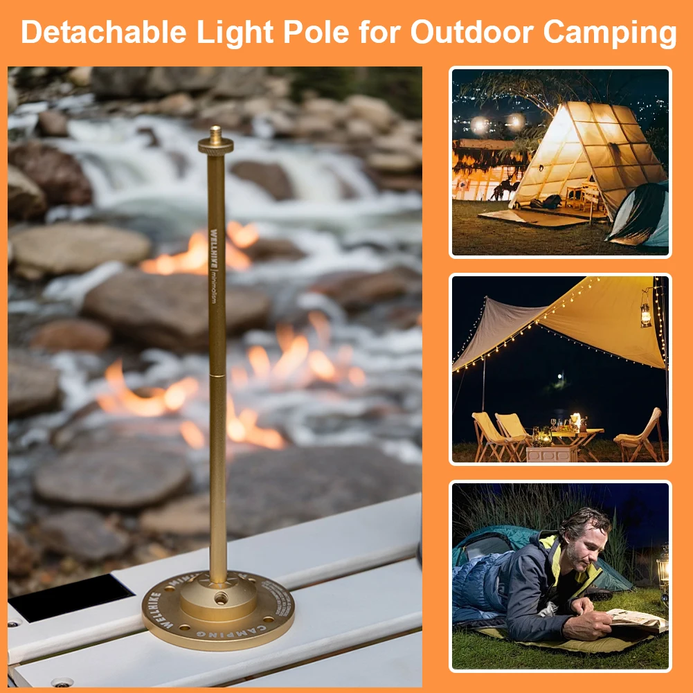 أضواء التخييم دعم سبائك الألومنيوم سطح المكتب ضوء حامل 1/4In تمديد القطب مصابيح خارجية حامل دعم للتخييم في الهواء الطلق