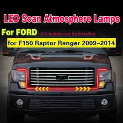 For Ford F150 Raptor Ranger 2009-2014 Car Hood Light Strip Start-Scan Hood Decorative Light Bar DRL LED Daytime Running Light