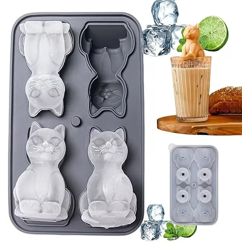 

Silicone Ice Cube Mold Cat Shape Animal Design Ice Ball Mold for DIY Home Party Kitchen Cold Drinks Ice Maker